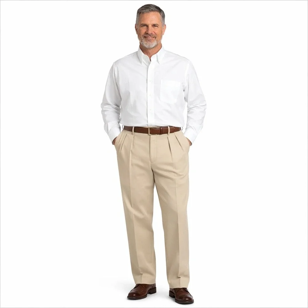 Polo Ralph Lauren Pants Mens 40 X 32 Classic Polo Chino Khaki Pleated *Flaw